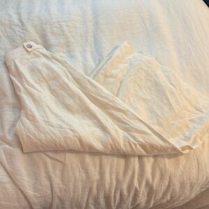 Banana Republic Lina Linen Wide Leg Pants Ivory 882893 size petite 0